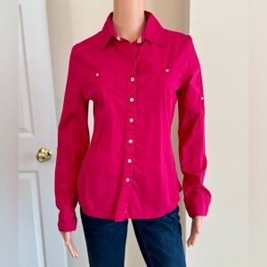 Vintage 90s Y2K Converse Women’s One Star Hot Pink Streetwear Button Down Medium